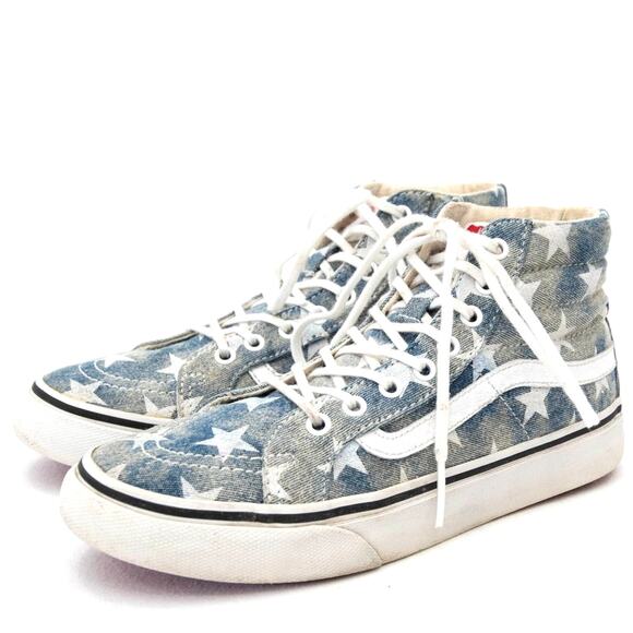 Vans SK8-Hi Tapered Denim Destroy Star Print Sneaker Size Women's 5.5 Men's 4 - Picture 1 of 10